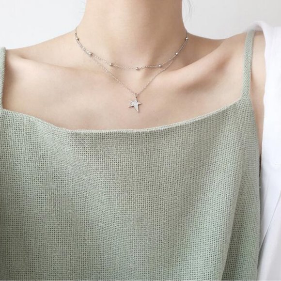 NEW 925 Sterling Silver Diamond Star Necklace G - Picture 4 of 13